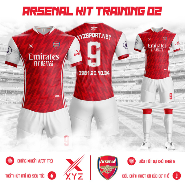 Mẫu áo đá banh Arsenal 21/22 training 02