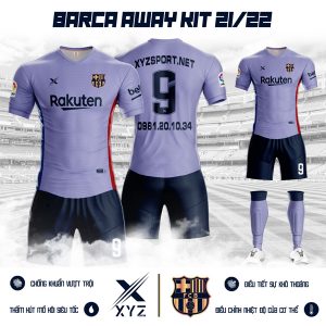 Mẫu áo đá bóng Barca sân khách mùa giải 2021-2022 màu tím