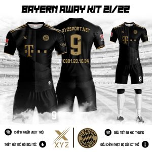 Mẫu áo đấu Bayern Munich mùa giải 2021-2022 sân khách màu đen