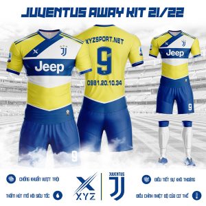 Mẫu áo bóng đá Juventus mùa giải 2021-2022 sân khách màu vàng