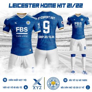 Mẫu áo đá bóng Leicester City mùa giải 2021-2022 sân nhà màu xanh bích