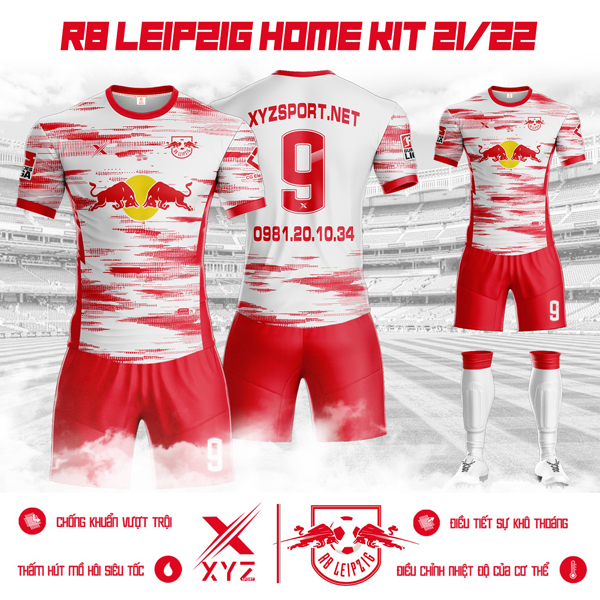 Mẫu áo đá bóng RB Leipzig 21/22 sân nhà