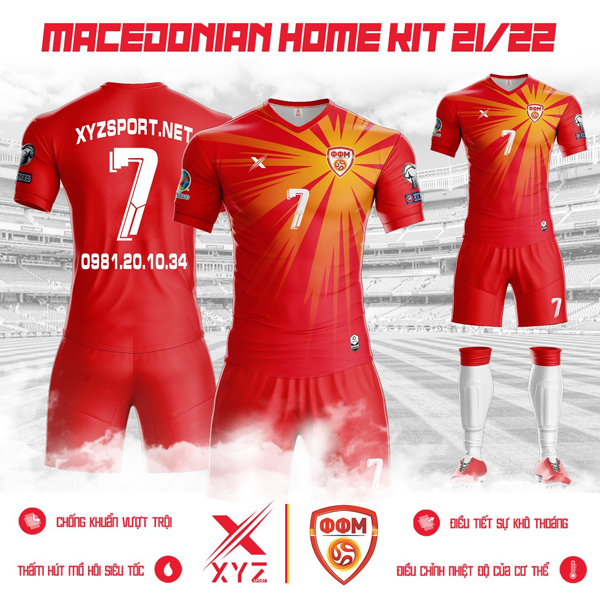 Mẫu áo đá bóng đội tuyển Macedonia sân nhà 2021-2022