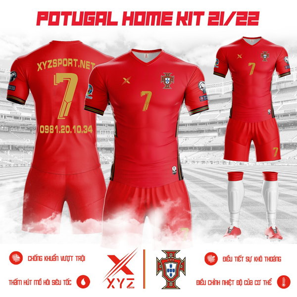 Mẫu áo đội tuyển Bồ Đào Nha 2021-2022 sân nhà