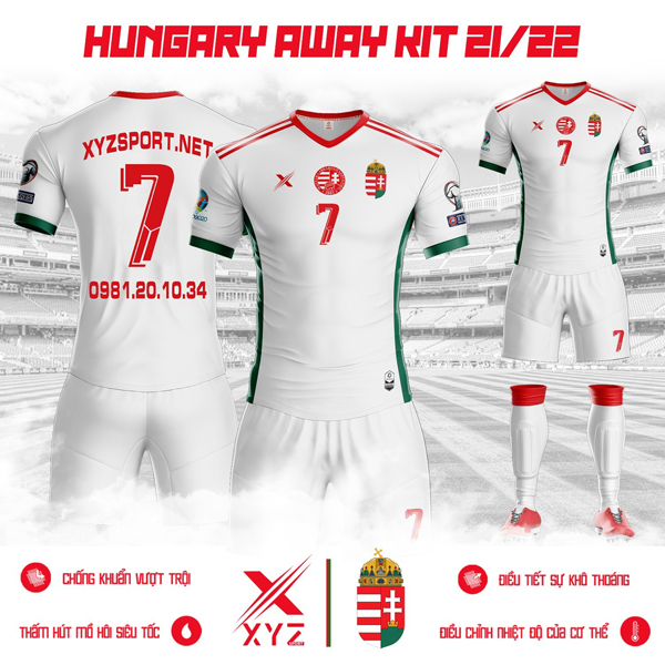 Áo đội tuyển Hungary sân khách mùa giải 2021-2022