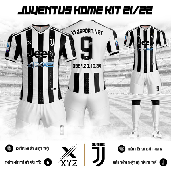 Mẫu áo đá banh Juventus 21/22 sân nhà