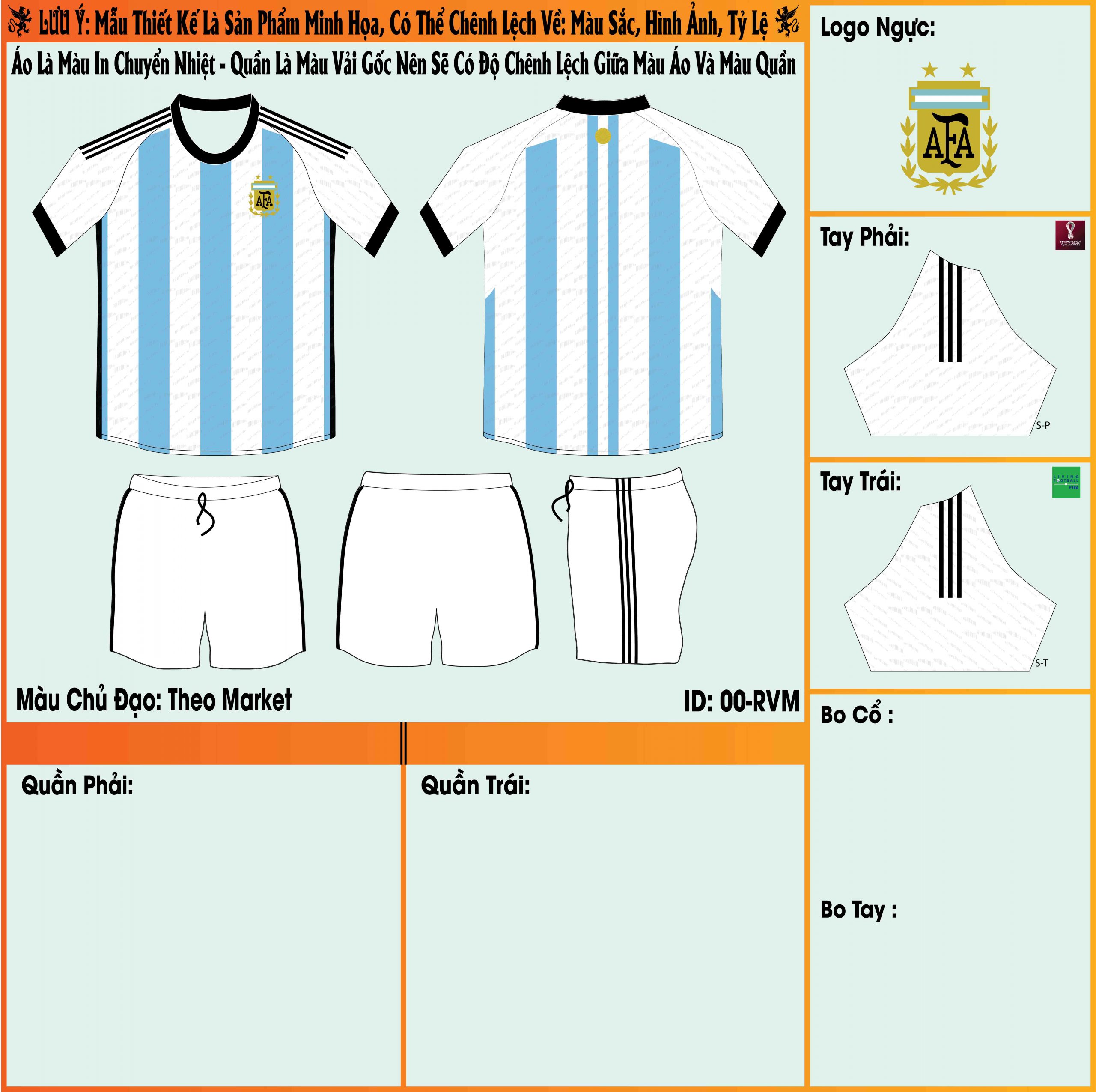 Mẫu ảnh áo đội tuyển Argentine sân nhà Worldcup 2022 Market - Đây là một mẫu áo đã được chào bán tại Shop XYZ với giá cả hấp dẫn nhất thị trường áo đấu. 