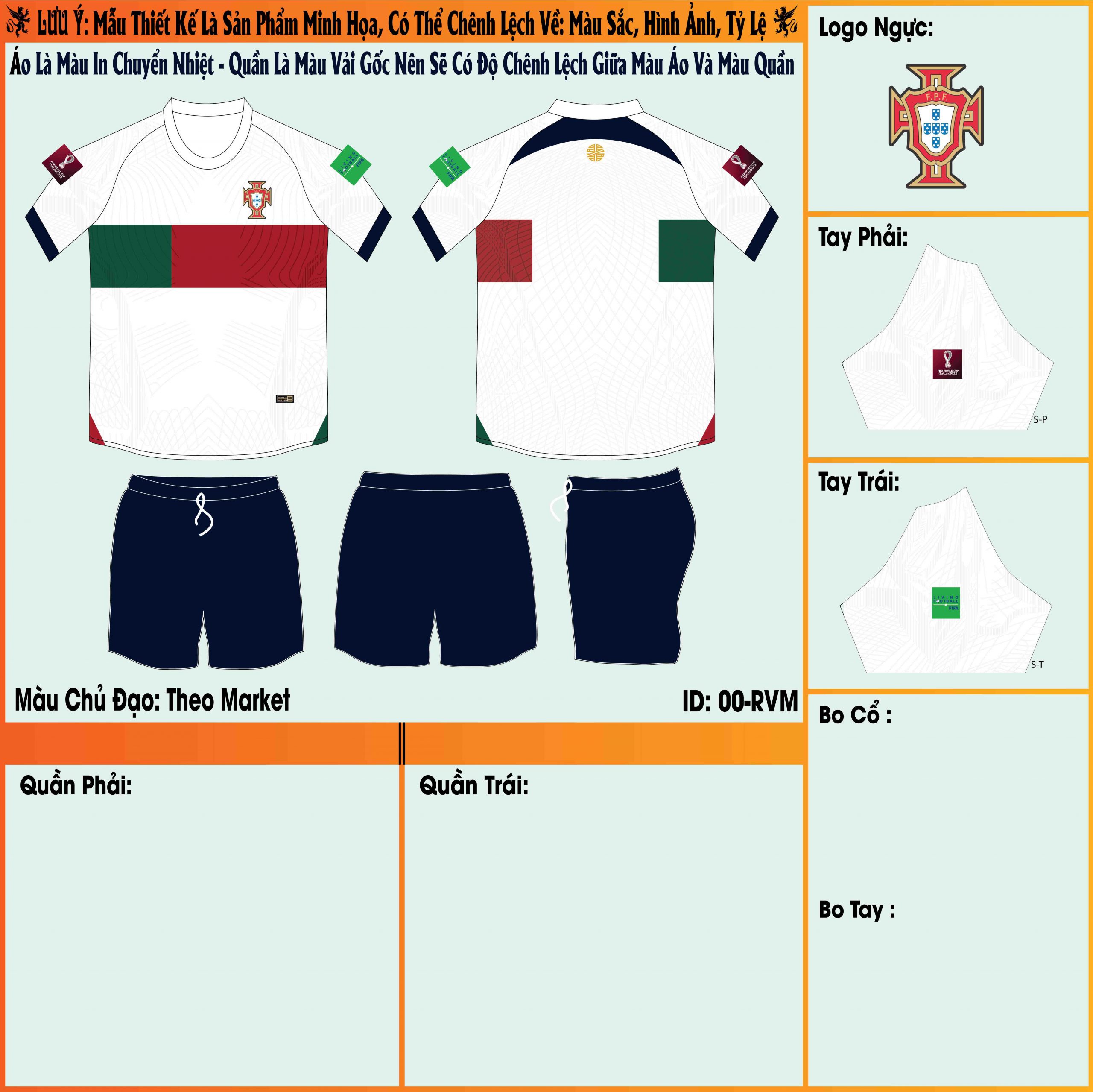 Mẫu ảnh áo Bồ Đào Nha sân khách World Cup 2022 Market - Mẫu áo này đã được Shop XYZ Sport chào bán với giá cả hấp dẫn. Và được lây gam màu trắng sang trọng làm gam màu chính cho chiếc áo đấu. 
