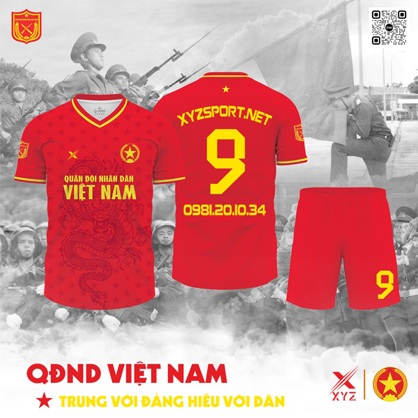 Mẫu Áo Đá Bóng Quân Đội Nhân Dân Việt Nam Màu Đỏ Đẹp Nhất