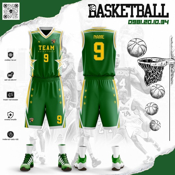 Thiết kế áo thể thao bóng rổ đẹp