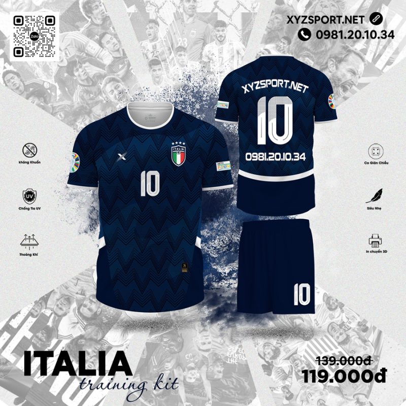 Mẫu Áo Đá Bóng Đội Tuyển Italia Training 04 Màu Tím Than