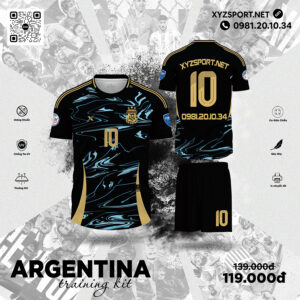 Bộ Quần Áo Tập Luyện Argentina Training Kit Màu Đen