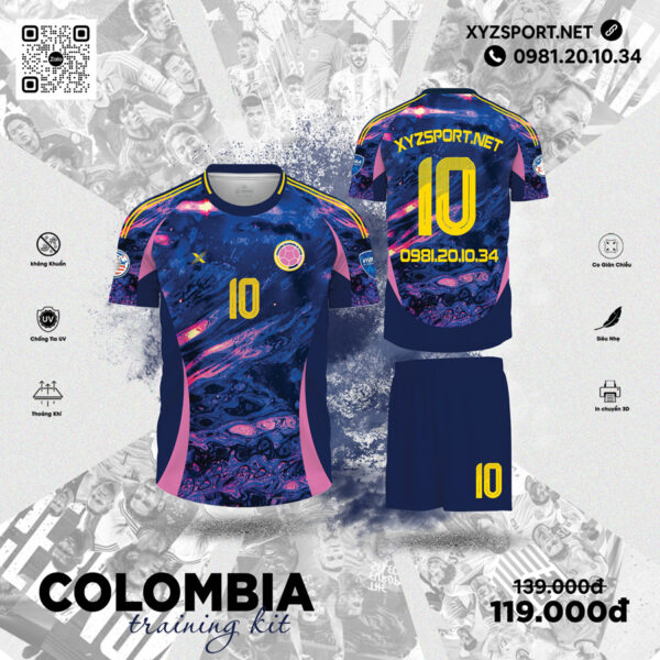 Bộ Đồ Thể Thao Thiết Kế Colombia Training Kit Màu Tím