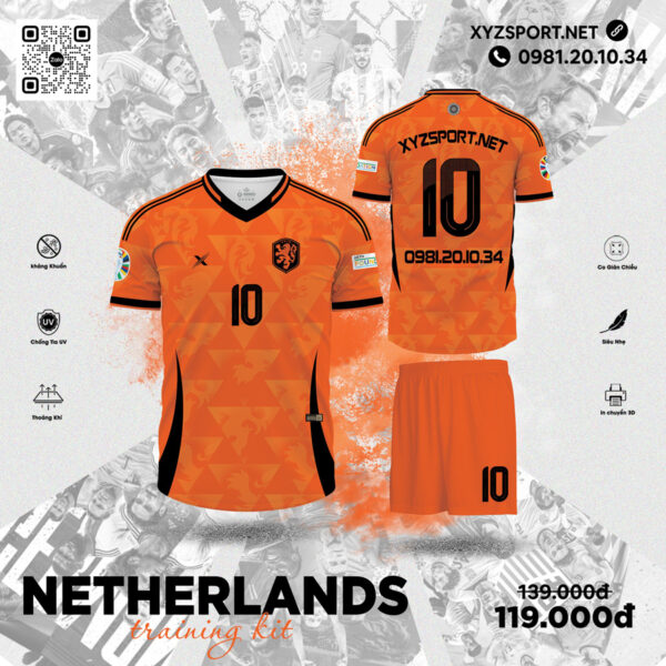 Mẫu Áo Đấu Netherlands Training Kit Màu Cam Nổi Bật – Năng Động Và Thời Trang