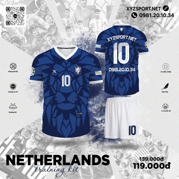 Bộ Đồ Áo Đấu Netherlands Training Kit Màu Tím Than