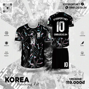 Mẫu Áo Tập Luyện Korea Training Kit Màu Đen Tuyền