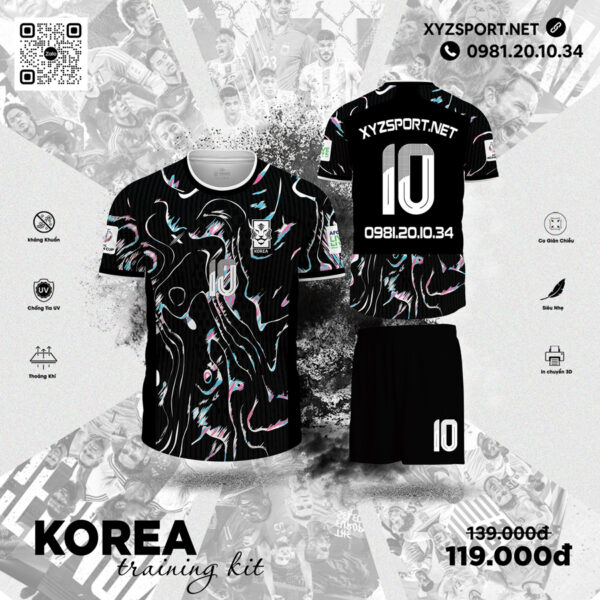 Mẫu Áo Tập Luyện Korea Training Kit Màu Đen Tuyền