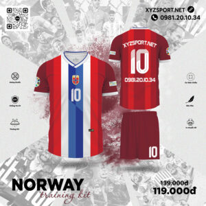 Áo Bóng Đá Thiết Kế Norway Training Kit Màu Đỏ Đô Phong Cách Châu Âu