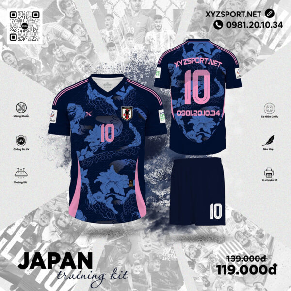 Mẫu Thiết Kế Đội Tuyển JAPAN Training Kit Màu Tím Than – Tinh Thần Chiến Binh Đậm Chất Nhật