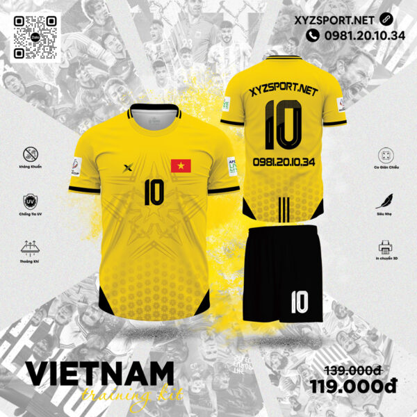Mẫu Thiết Kế Vietnam Training Kit  Màu Vàng Năng Động Và Cá Tính