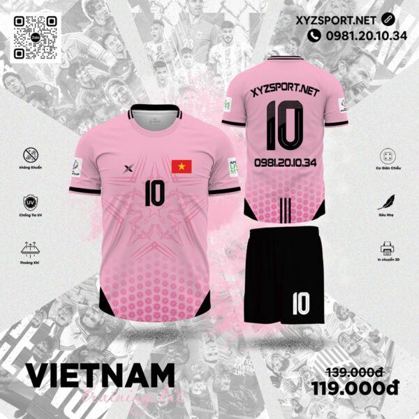 Bộ Đồ Training Kit Việt Nam - Hồng Nhạt Thời Thượng