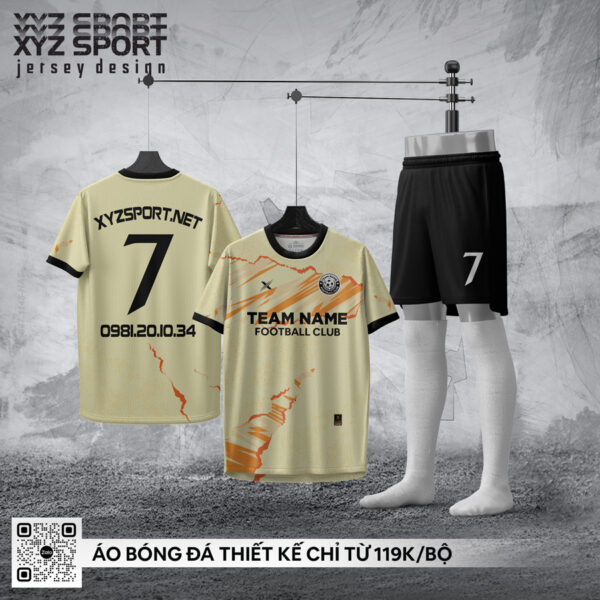 Đặt May Áo Bóng Đá Thiết Kế RXM-53 Màu Kem – XYZ Sport