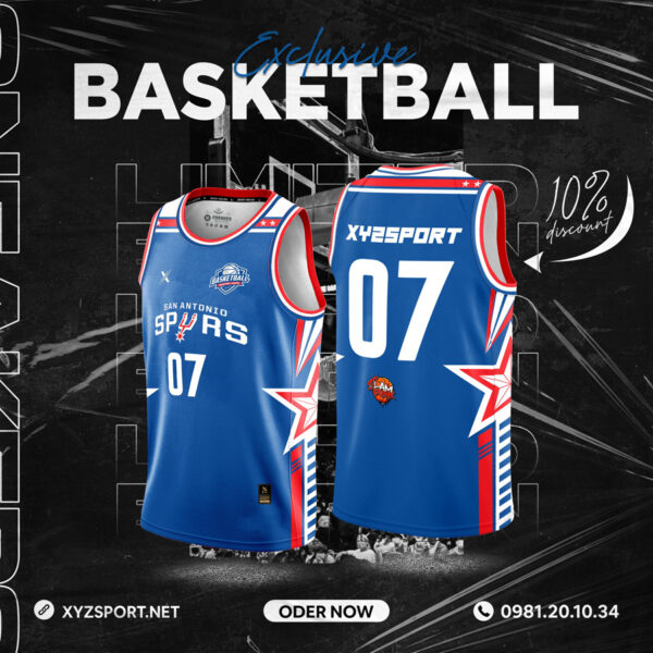 Mẫu Áo Bóng Rổ RXMBR-27 Xanh Bích Phong Cách NBA Cổ Điển